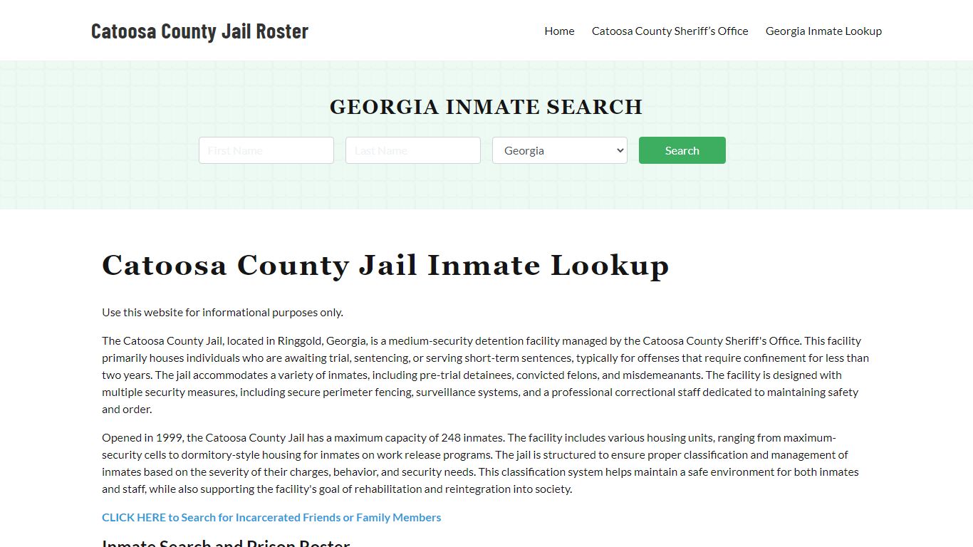 Catoosa County Jail Roster Lookup, GA, Inmate Search